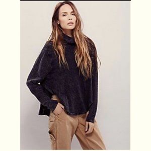 Free People New Romantics acid wash black top